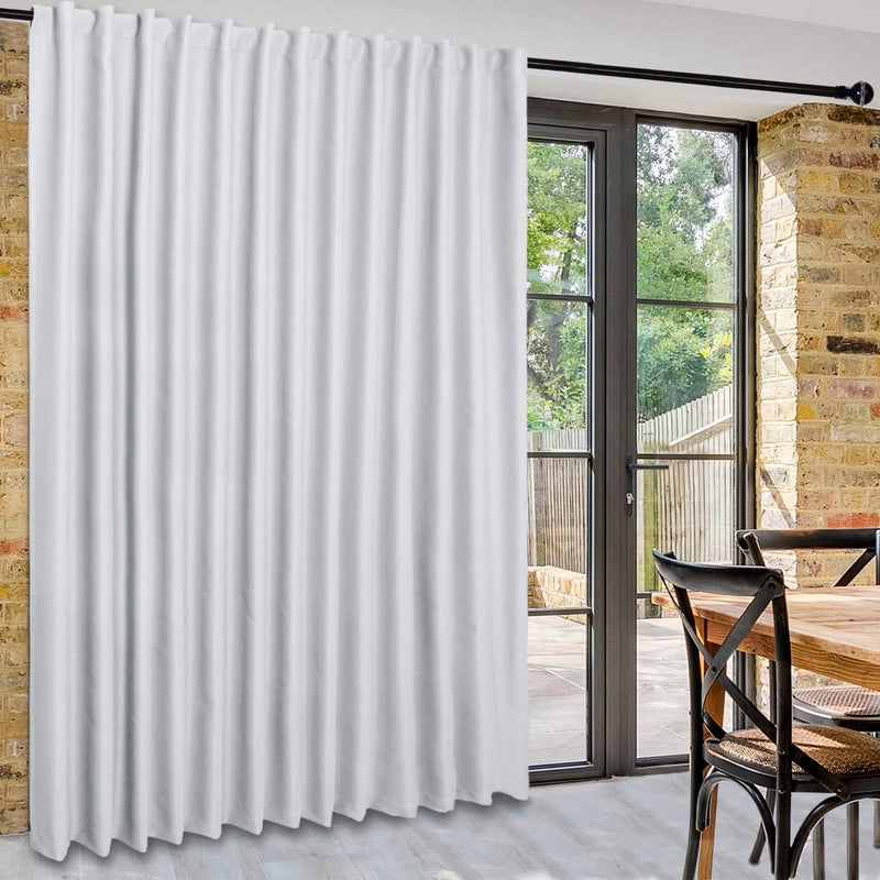 DWCN Patio Sliding Door Curtains - Extra Wide Curtains for Glass Door, Room Divider Blackout Thermal Curtain Panel with Back Tab & Rod Pocket for Bedroom Partition, 100 x 108 Inches, Greyish White - Image 1
